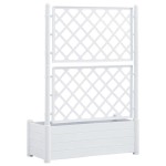 vidaXL Jardinieră de grădină cu spalier, alb, 100 x 43 x 142, PP