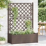 vidaXL Jardinieră de grădină cu spalier, cafeniu, 100 x 43 x 142 cm PP