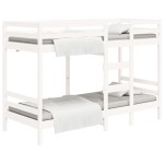 vidaXL Pat supraetajat, alb, 75x190 cm, lemn masiv de pin vidaXL Pat supraetajat, alb, 75x190 cm, lemn masiv de pin