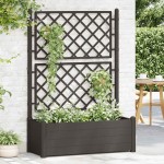 vidaXL Jardinieră de grădină cu spalier, antracit, 100x43x142, PP