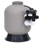 vidaXL Filtru cu nisip de piscină cu supapă 6 căi fixare laterală gri vidaXL Filtru cu nisip de piscină cu supapă 6 căi fixare laterală gri