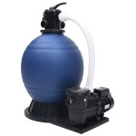 vidaXL Filtru cu nisip supapă cu 7 căi pompă de 1000 W albastru/negru vidaXL Filtru cu nisip supapă cu 7 căi pompă de 1000 W albastru/negru