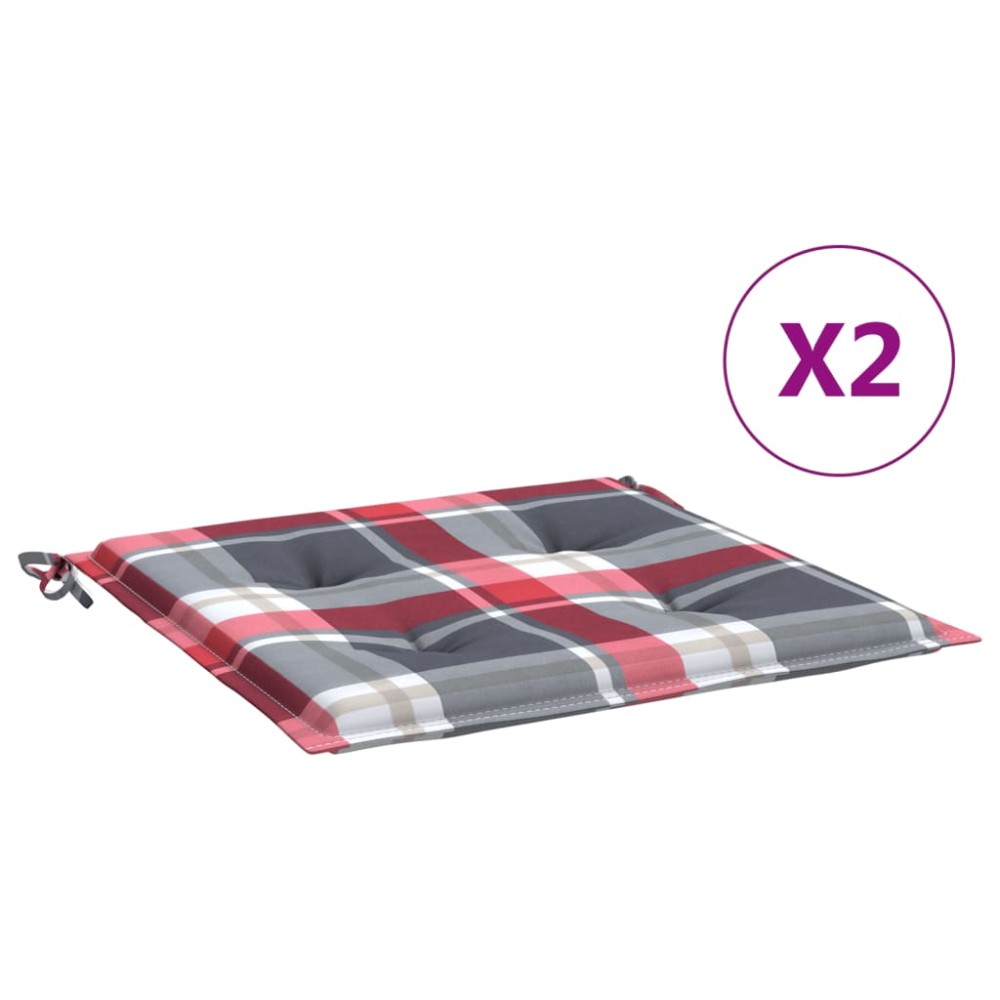 vidaXL Perne de scaun carouri roșii, 2 buc., 50x50x3 cm, textil Oxford
