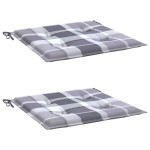 vidaXL Perne de scaun, carouri gri, 2 buc., 50x50x3 cm, textil Oxford