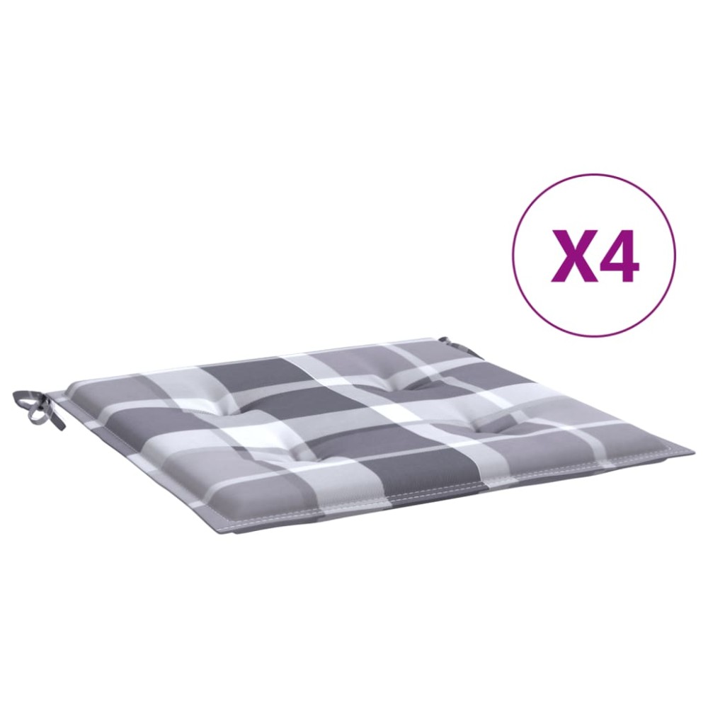 vidaXL Perne de scaun, carouri gri, 4 buc., 50x50x3 cm, textil Oxford