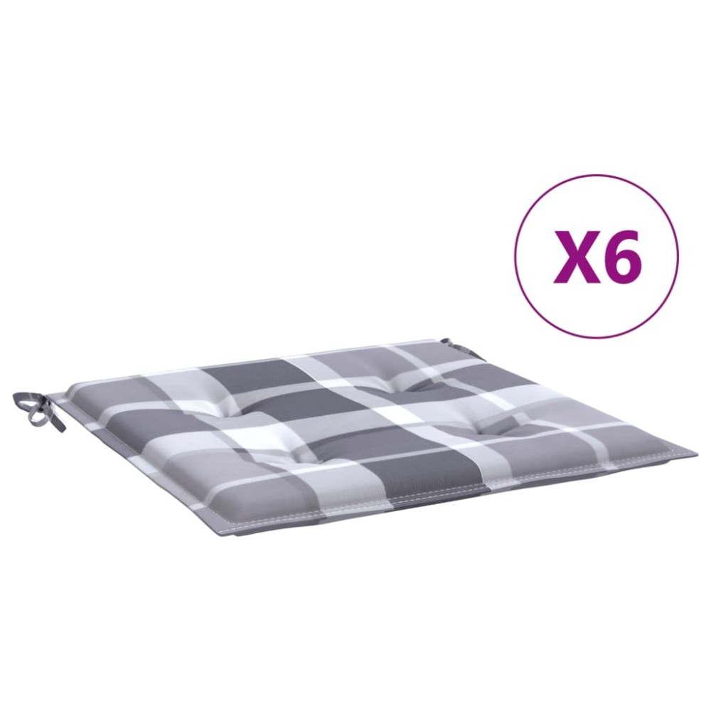 vidaXL Perne de scaun, carouri gri, 6 buc., 50x50x3 cm, textil Oxford