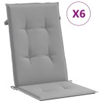 vidaXL Perne scaun cu spătar înalt, 6 buc., gri, 120x50x3 cm, textil vidaXL Perne scaun cu spătar înalt, 6 buc., gri, 120x50x3 cm, textil