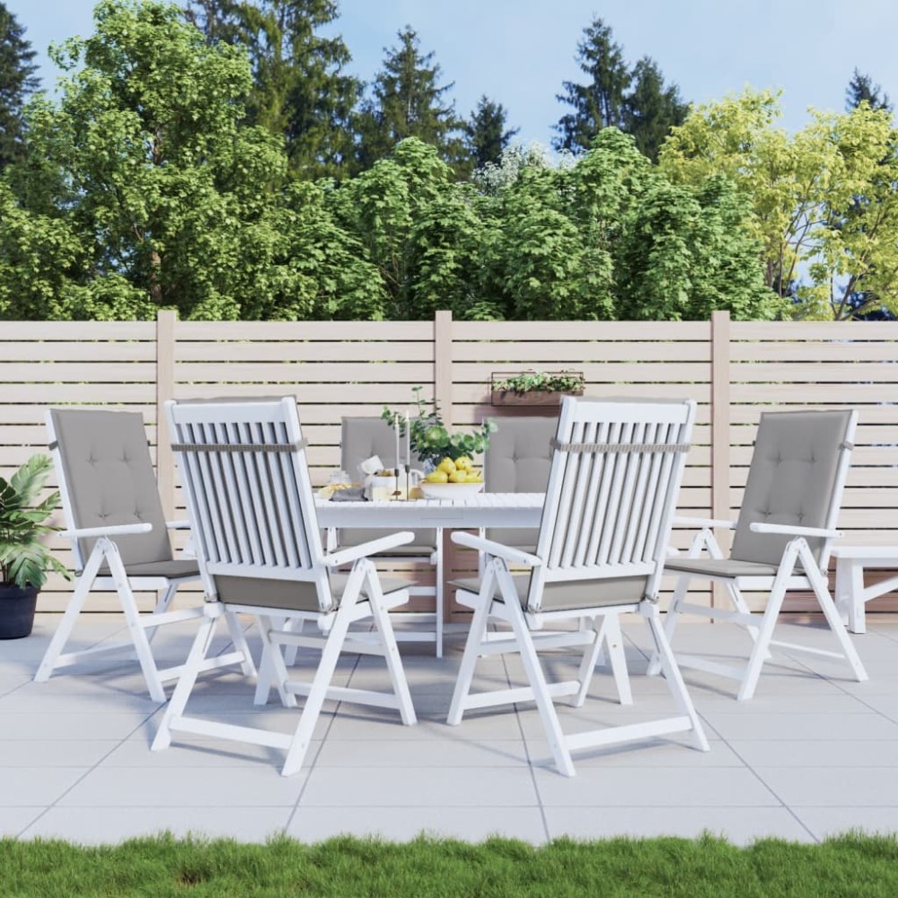 vidaXL Perne scaun cu spătar înalt, 6 buc., gri, 120x50x3 cm, textil