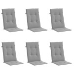 vidaXL Perne scaun cu spătar înalt, 6 buc., gri, 120x50x3 cm, textil vidaXL Perne scaun cu spătar înalt, 6 buc., gri, 120x50x3 cm, textil