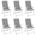 vidaXL Perne scaun cu spătar înalt, 6 buc., gri, 120x50x3 cm, textil vidaXL Perne scaun cu spătar înalt, 6 buc., gri, 120x50x3 cm, textil