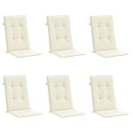 vidaXL Perne scaun cu spătar înalt, 6 buc., crem, 120x50x3 cm, textil vidaXL Perne scaun cu spătar înalt, 6 buc., crem, 120x50x3 cm, textil