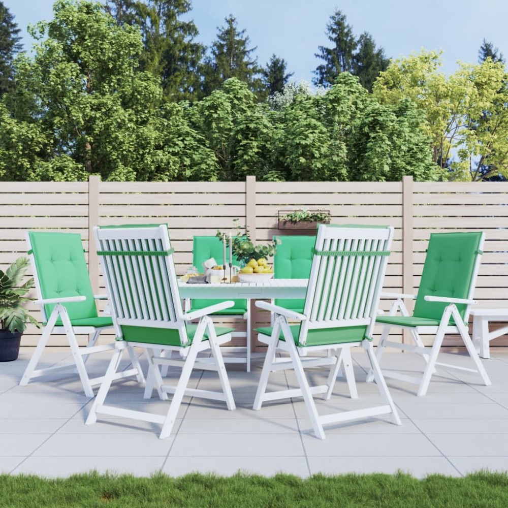vidaXL Perne scaun cu spătar înalt, 6 buc., verde, 120x50x3 cm, textil