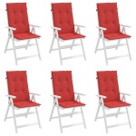 vidaXL Perne scaun cu spătar înalt, 6 buc., roșu, 120x50x3 cm, textil vidaXL Perne scaun cu spătar înalt, 6 buc., roșu, 120x50x3 cm, textil