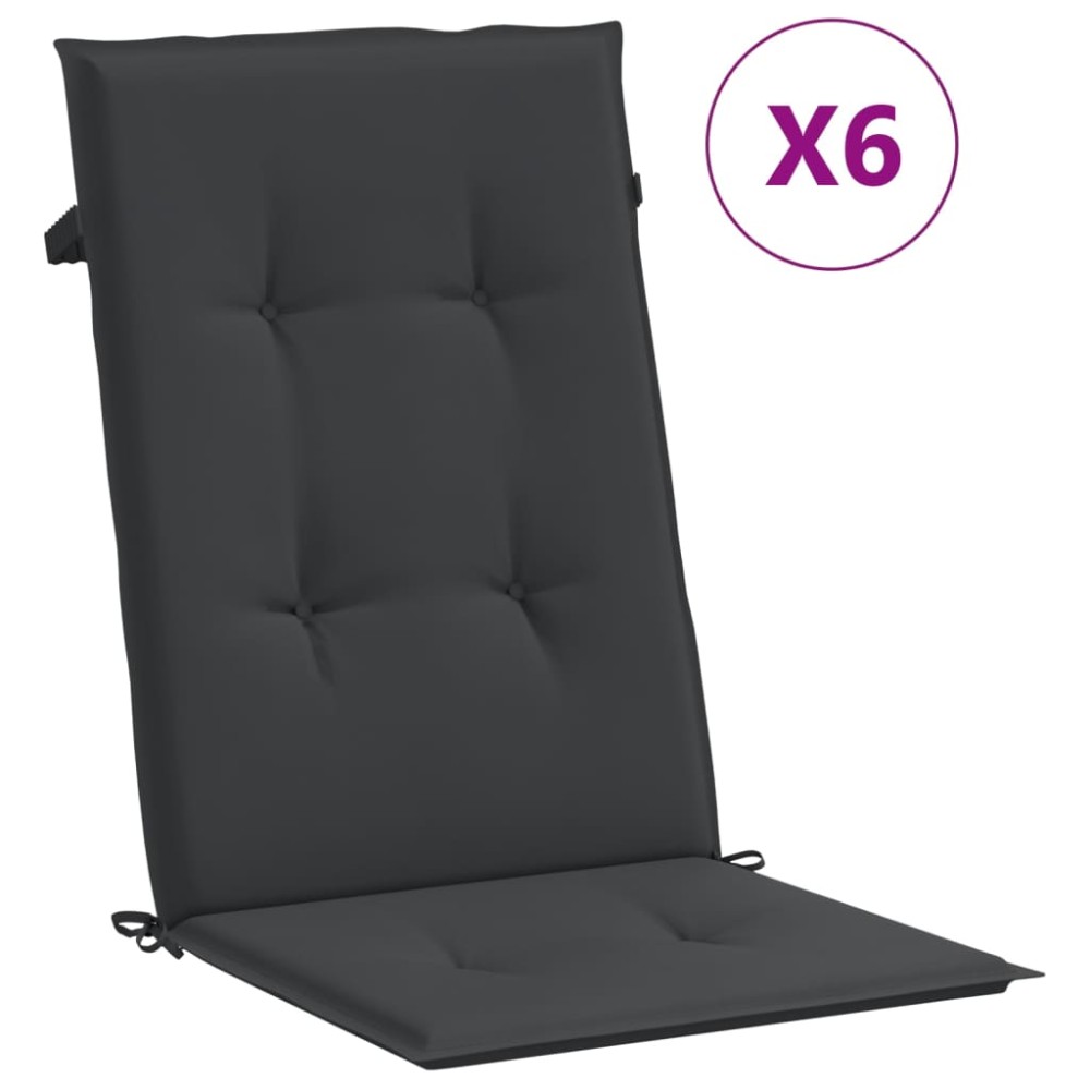 vidaXL Perne scaun spătar înalt, 6 buc., negru, 120x50x3 cm, textil