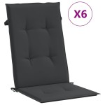 vidaXL Perne scaun spătar înalt, 6 buc., negru, 120x50x3 cm, textil vidaXL Perne scaun spătar înalt, 6 buc., negru, 120x50x3 cm, textil