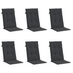 vidaXL Perne scaun spătar înalt, 6 buc., negru, 120x50x3 cm, textil vidaXL Perne scaun spătar înalt, 6 buc., negru, 120x50x3 cm, textil