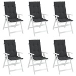 vidaXL Perne scaun spătar înalt, 6 buc., negru, 120x50x3 cm, textil vidaXL Perne scaun spătar înalt, 6 buc., negru, 120x50x3 cm, textil