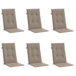 vidaXL Perne scaun spătar înalt 6 buc., gri taupe, 120x50x3 cm, textil vidaXL Perne scaun spătar înalt 6 buc., gri taupe, 120x50x3 cm, textil