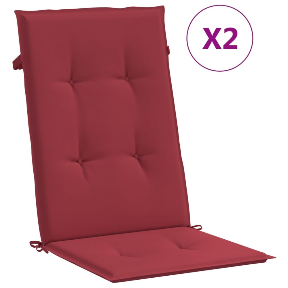 vidaXL Perne scaun cu spătar înalt, 2 buc., roșu, 120x50x3 cm, textil