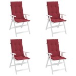 vidaXL Perne scaun cu spătar înalt, 4 buc., roșu, 120x50x3 cm, textil vidaXL Perne scaun cu spătar înalt, 4 buc., roșu, 120x50x3 cm, textil