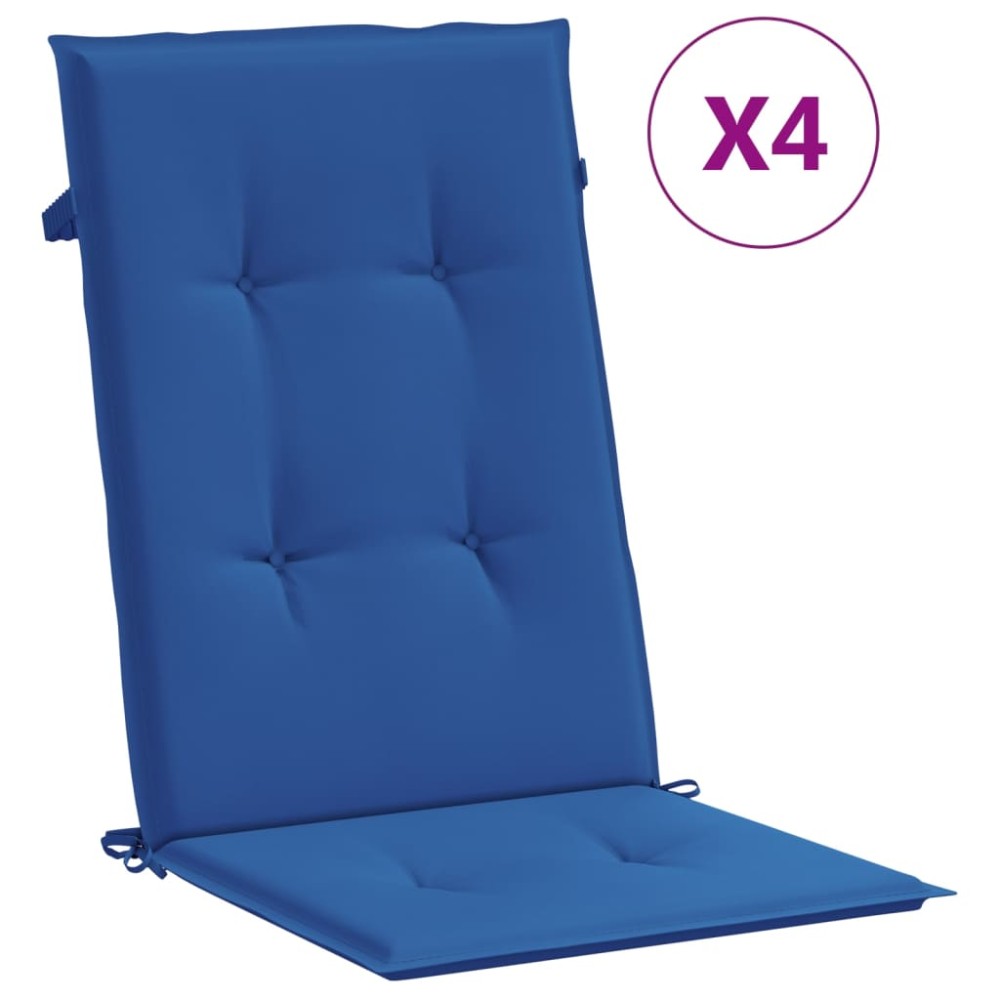 vidaXL Perne scaun spătar înalt, 4 buc., albastru, 120x50x3 cm, textil