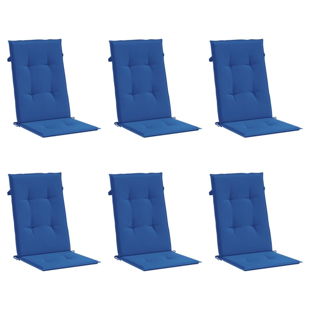 vidaXL Perne scaun spătar înalt, 6 buc., albastru, 120x50x3 cm, textil