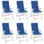 vidaXL Perne scaun spătar înalt, 6 buc., albastru, 120x50x3 cm, textil vidaXL Perne scaun spătar înalt, 6 buc., albastru, 120x50x3 cm, textil
