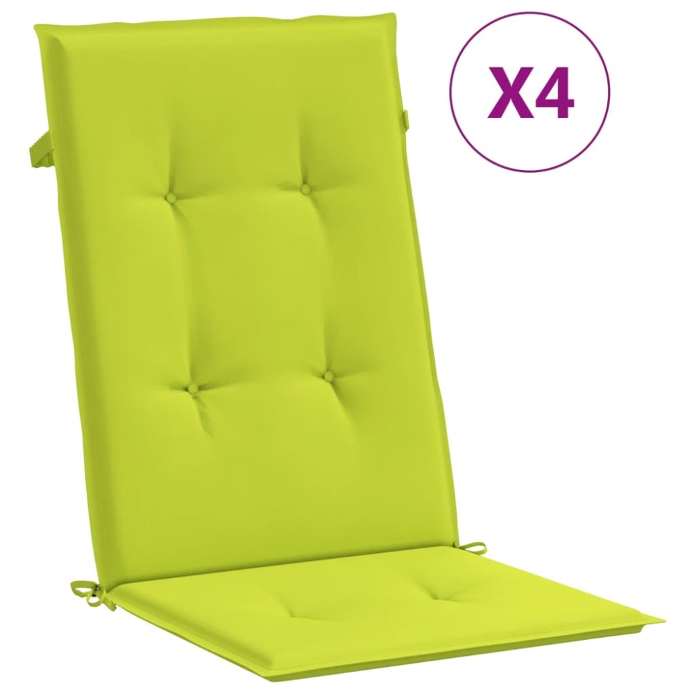 vidaXL Perne scaun cu spătar înalt, 4 buc., verde, 120x50x3 cm, textil