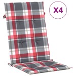 vidaXL Perne scaun spătar înalt 4 buc. roșu carouri 120x50x3 cm textil vidaXL Perne scaun spătar înalt 4 buc. roșu carouri 120x50x3 cm textil