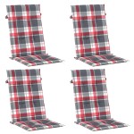vidaXL Perne scaun spătar înalt 4 buc. roșu carouri 120x50x3 cm textil vidaXL Perne scaun spătar înalt 4 buc. roșu carouri 120x50x3 cm textil