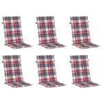 vidaXL Perne scaun spătar înalt 6 buc. roșu carouri 120x50x3 cm textil vidaXL Perne scaun spătar înalt 6 buc. roșu carouri 120x50x3 cm textil