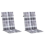 vidaXL Perne scaun spătar înalt, 2 buc. gri carouri 120x50x3 cm textil vidaXL Perne scaun spătar înalt, 2 buc. gri carouri 120x50x3 cm textil