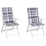 vidaXL Perne scaun spătar înalt, 2 buc. gri carouri 120x50x3 cm textil vidaXL Perne scaun spătar înalt, 2 buc. gri carouri 120x50x3 cm textil