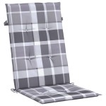 vidaXL Perne scaun spătar înalt, 4 buc. gri carouri 120x50x3 cm textil vidaXL Perne scaun spătar înalt, 4 buc. gri carouri 120x50x3 cm textil