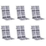 vidaXL Perne scaun spătar înalt, 6 buc. gri carouri 120x50x3 cm textil vidaXL Perne scaun spătar înalt, 6 buc. gri carouri 120x50x3 cm textil