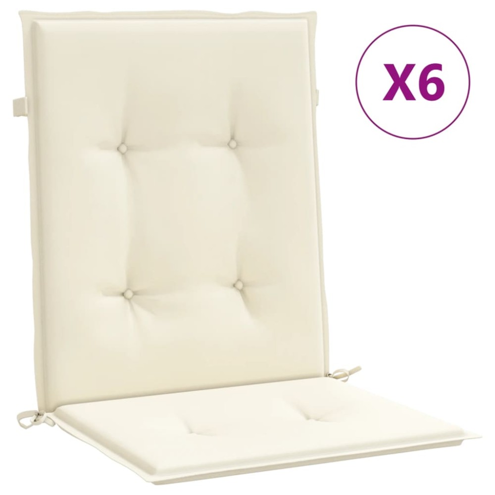 vidaXL Perne cu spătar mic, 6 buc., crem, 100x50x3 cm, textil oxford