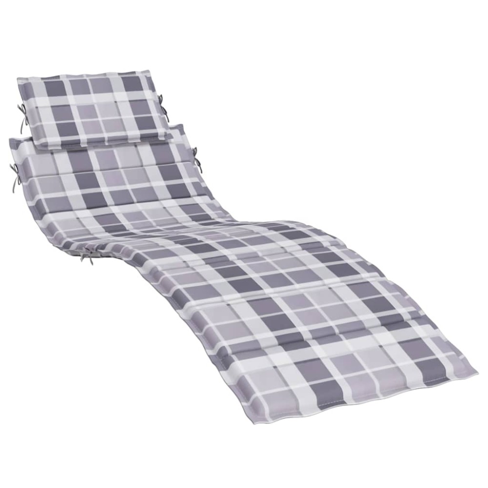 vidaXL Pernă de șezlong, gri carouri, 186x58x4 cm, textil oxford