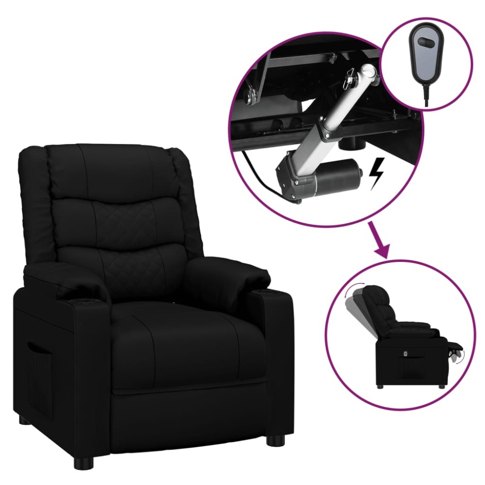 vidaXL Fotoliu rabatabil electric, negru, piele ecologică