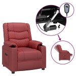 vidaXL Fotoliu rabatabil electric, roșu vin, piele ecologică
