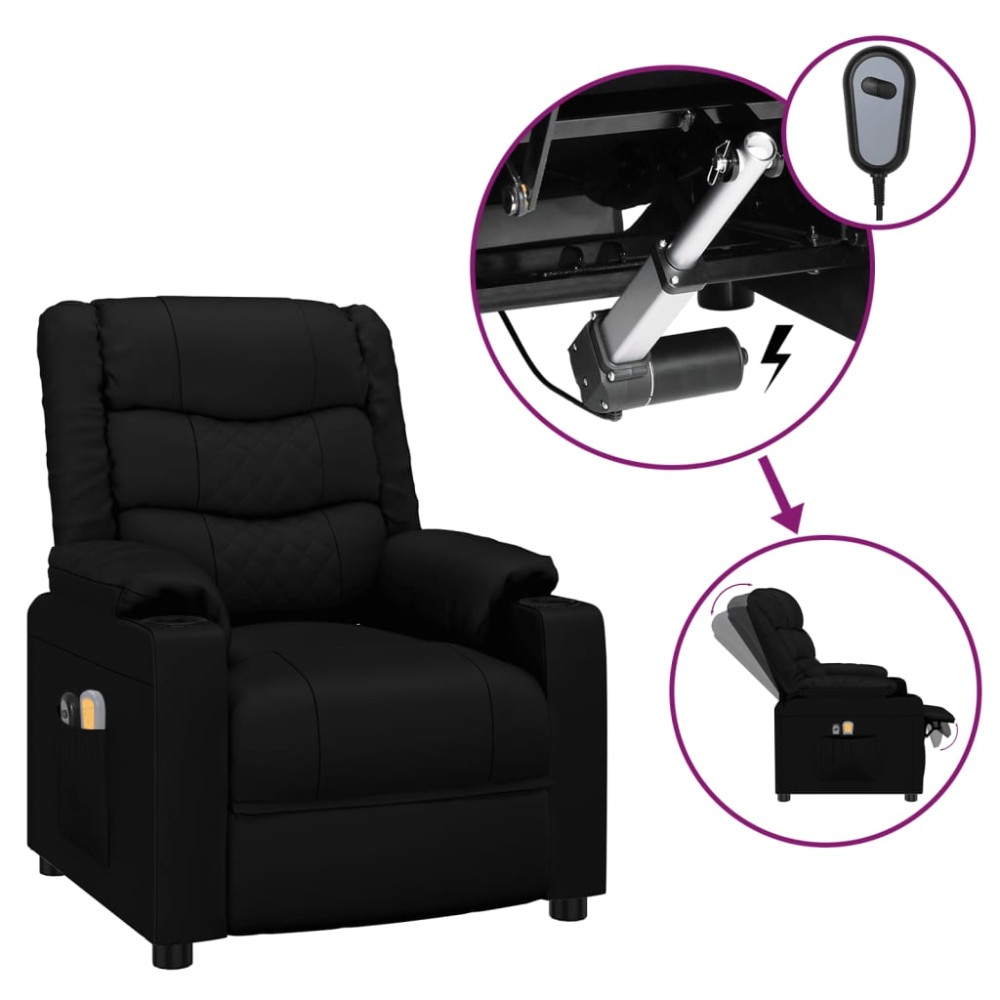 vidaXL Fotoliu de masaj electric, negru, piele ecologică