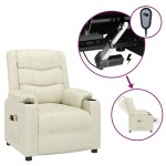 vidaXL Fotoliu de masaj electric, crem, piele ecologică vidaXL Fotoliu de masaj electric, crem, piele ecologică