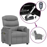 vidaXL Fotoliu de masaj electric rabatabil, gri deschis, textil vidaXL Fotoliu de masaj electric rabatabil, gri deschis, textil