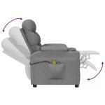 vidaXL Fotoliu de masaj electric rabatabil, gri deschis, textil vidaXL Fotoliu de masaj electric rabatabil, gri deschis, textil