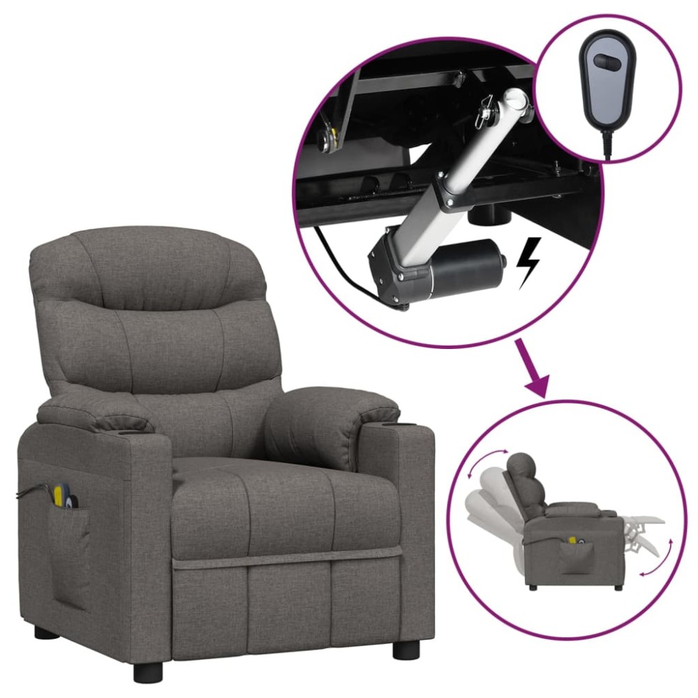vidaXL Fotoliu de masaj electric rabatabil, gri închis, textil