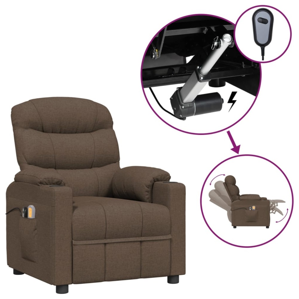 vidaXL Fotoliu de masaj electric, maro, material textil