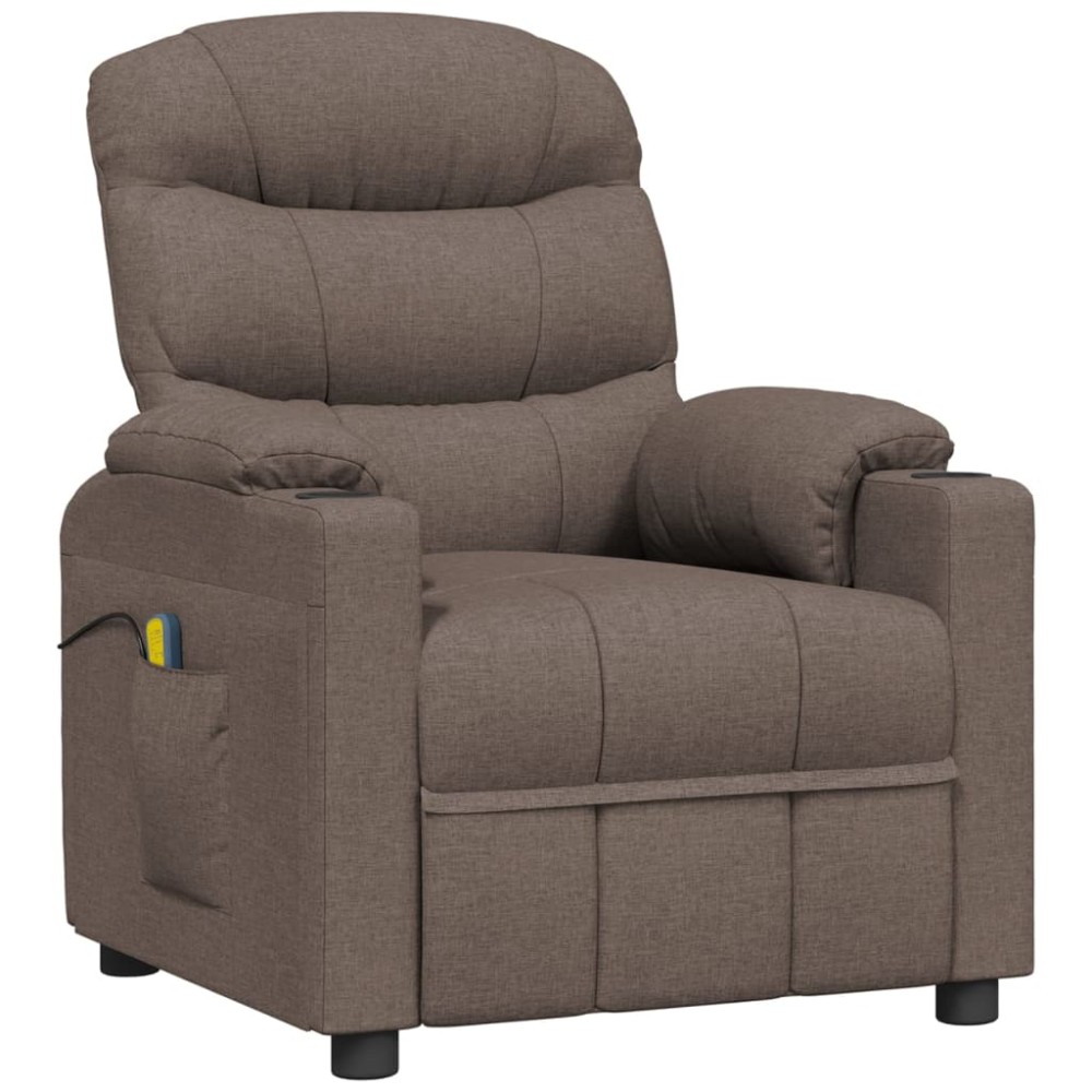 vidaXL Fotoliu de masaj electric rabatabil, gri taupe, textil