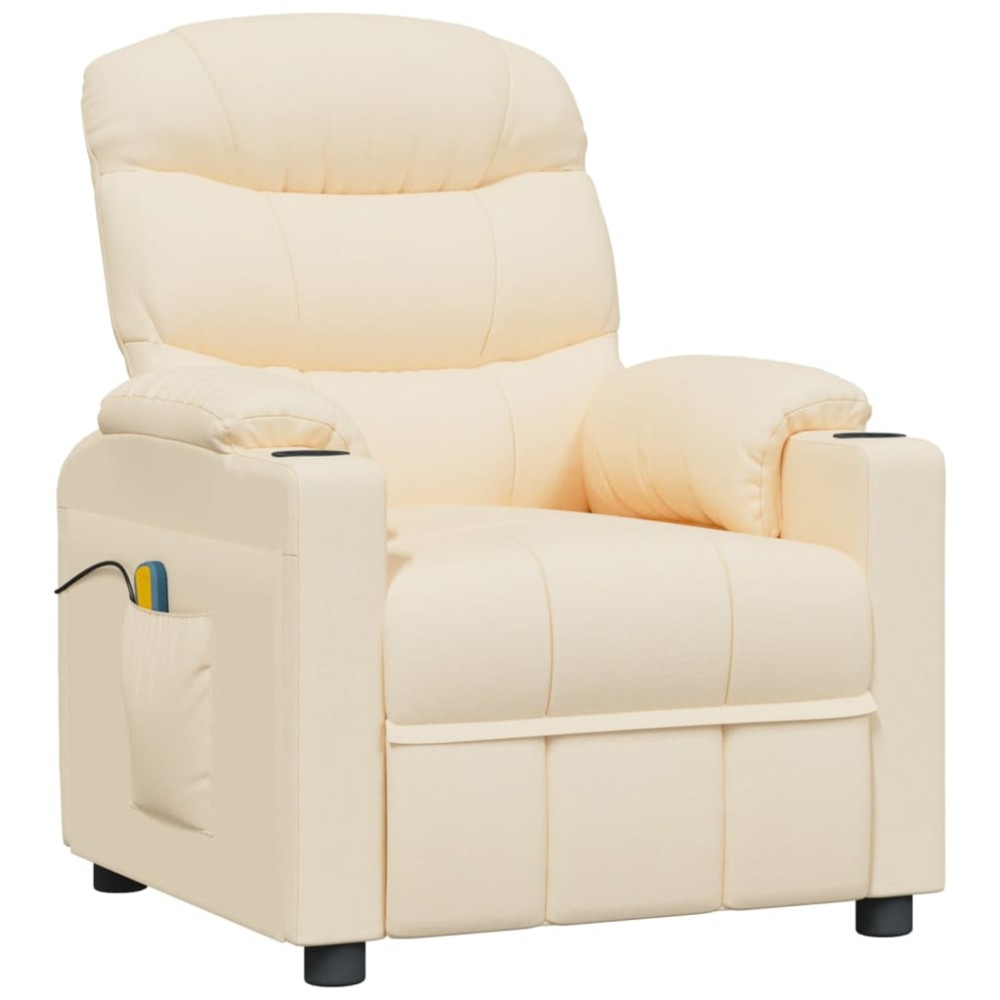 vidaXL Fotoliu de masaj electric rabatabil, crem, textil