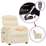 vidaXL Fotoliu de masaj electric rabatabil, crem, textil vidaXL Fotoliu de masaj electric rabatabil, crem, textil