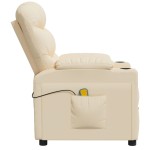 vidaXL Fotoliu de masaj electric rabatabil, crem, textil vidaXL Fotoliu de masaj electric rabatabil, crem, textil