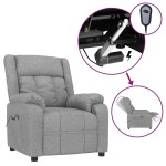 vidaXL Fotoliu rabatabil electric, gri deschis, textil